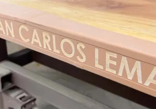 The Sandblasted Lettering